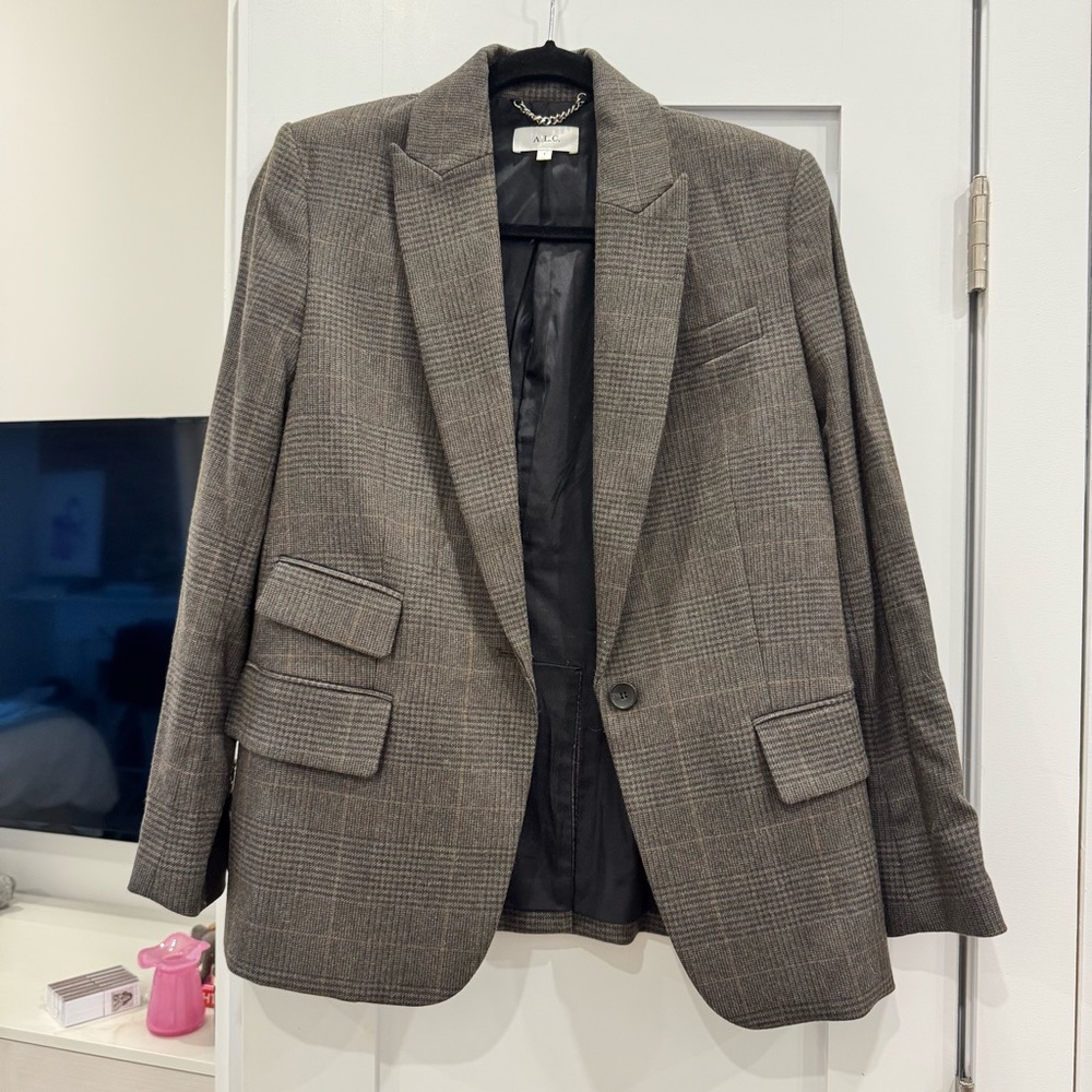 A.L.C. Taupe Checkered Blazer